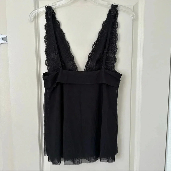 Victorias Secret‎ Medium Black Teddy Tank Top Lace Sheer - Picture 2 of 6